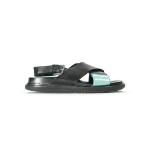 Marni Size 39 Black Green Fringe Fussbett Sandals